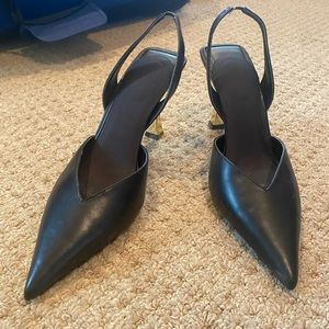 Zara Metallic Slingback High Heeled Shoes